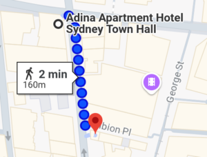 Adina Apartment Hotel Sydney emerald thai map