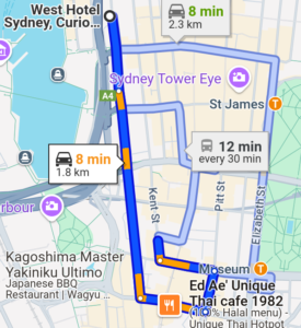 West Hotel Sydney emerald thai map
